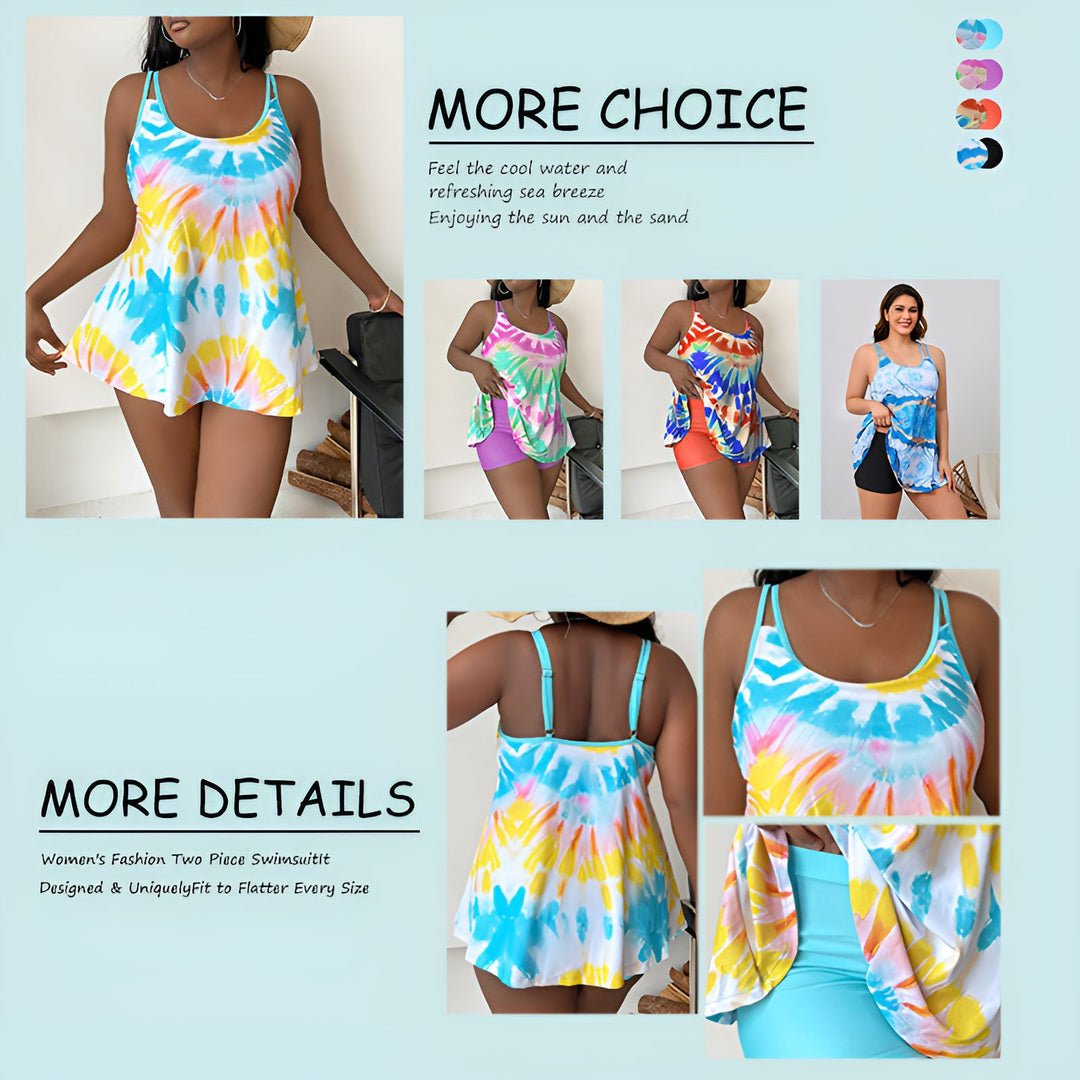 Ladies tankini with loose fit and colorful batik design Mune Fashion