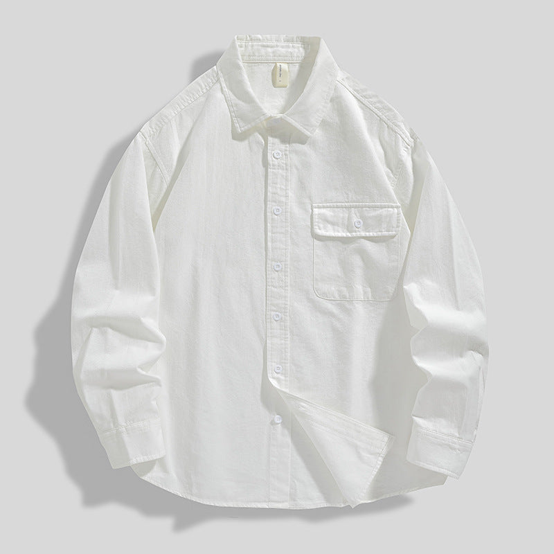 Men's Classic Cotton Oxford Shirt with Patch Pocket and Slightly Rounded Hem Mune Fashion