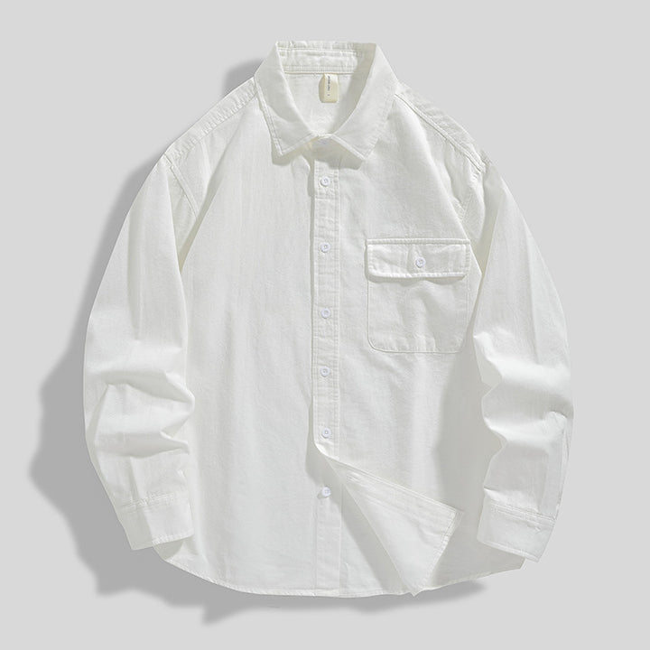 Men's Classic Cotton Oxford Shirt with Patch Pocket and Slightly Rounded Hem Mune Fashion