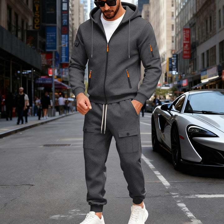 Men's urban hooded tracksuit made of cotton blend with cargo pockets and functional zippers Mune Fashion