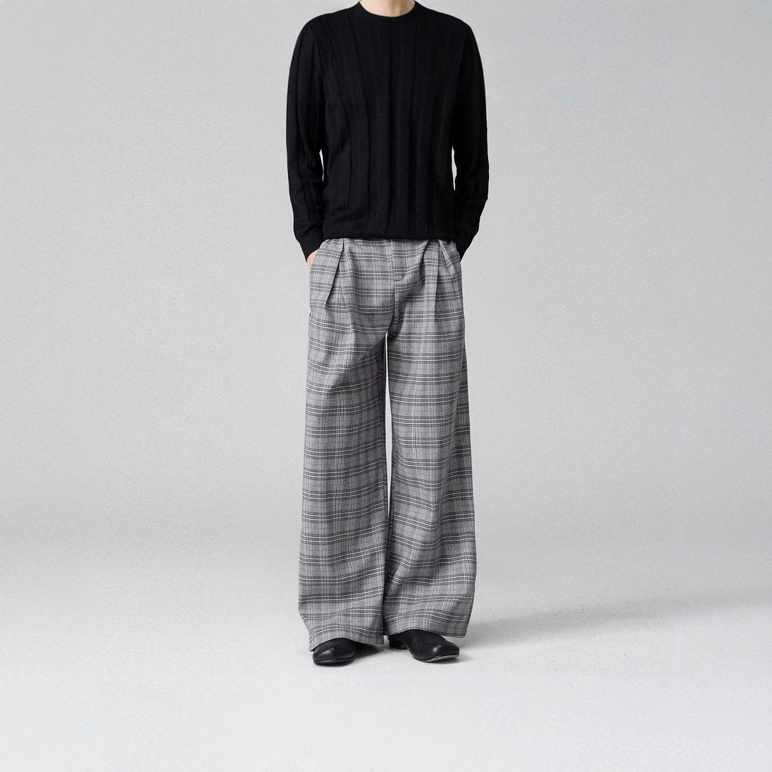 Men's Wide-Cut Checked Carrot Pants Mune Fashion