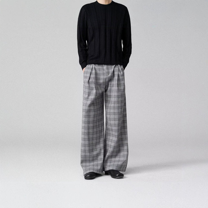 Men's Wide-Cut Checked Carrot Pants Mune Fashion