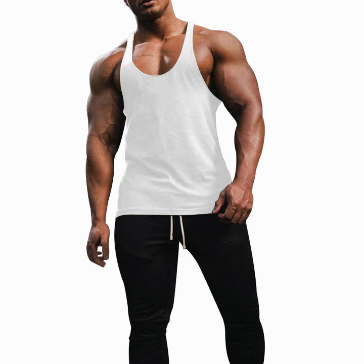 Men's athletic tank top with deep armholes and narrow straps at the back made of cotton stretch Mune Fashion