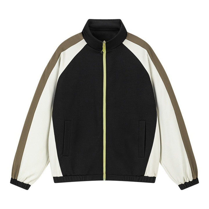 Men's Multicolored Track Jacket with Stand-Up Collar, Raglan Sleeves, and Full Zip Mune Fashion
