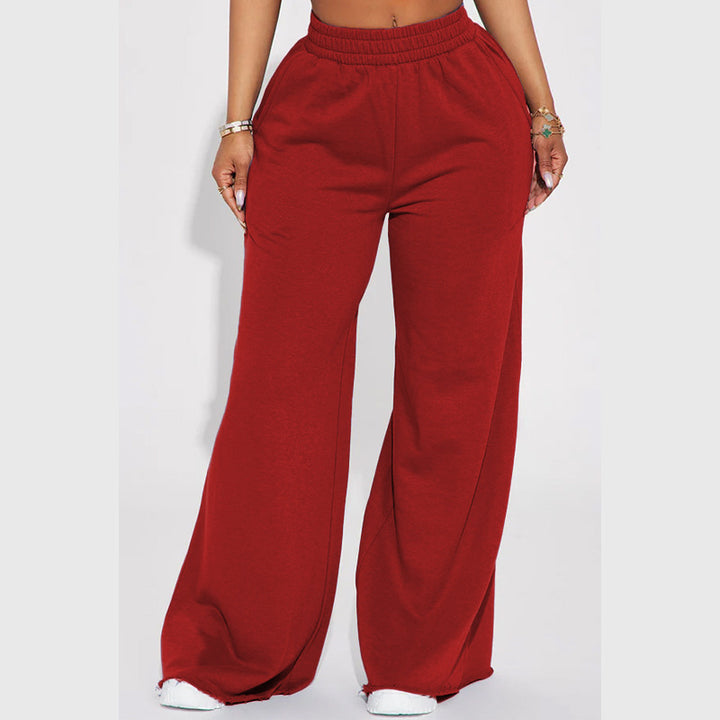 Women wide High-Waist lounge pants with elastic waistband and practical side pockets Mune Fashion