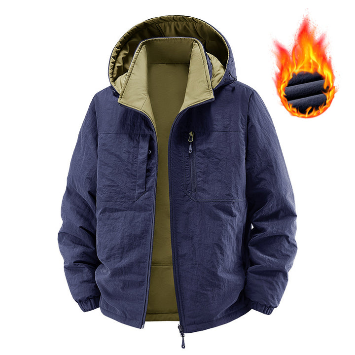 Men's thermo field jacket with fleece lining, hood and front pockets Mune Fashion