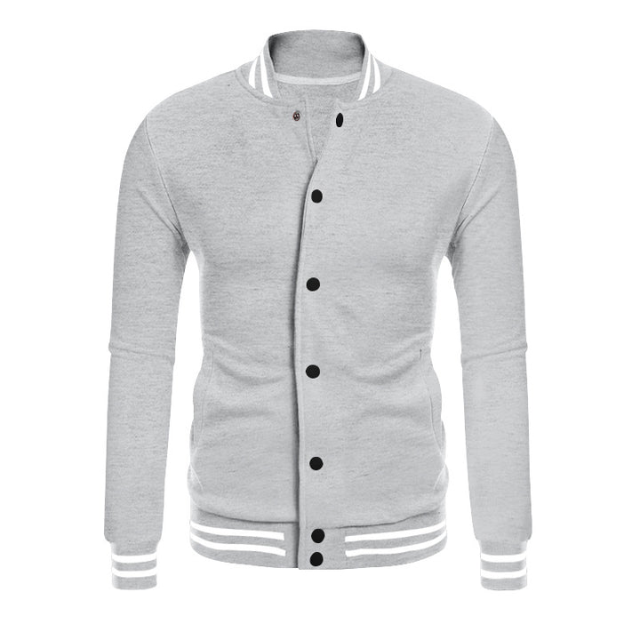 Men's College Bomber Jacket in Varsity Style with Snap Button Placket and Ribbed Cuffs Mune Fashion