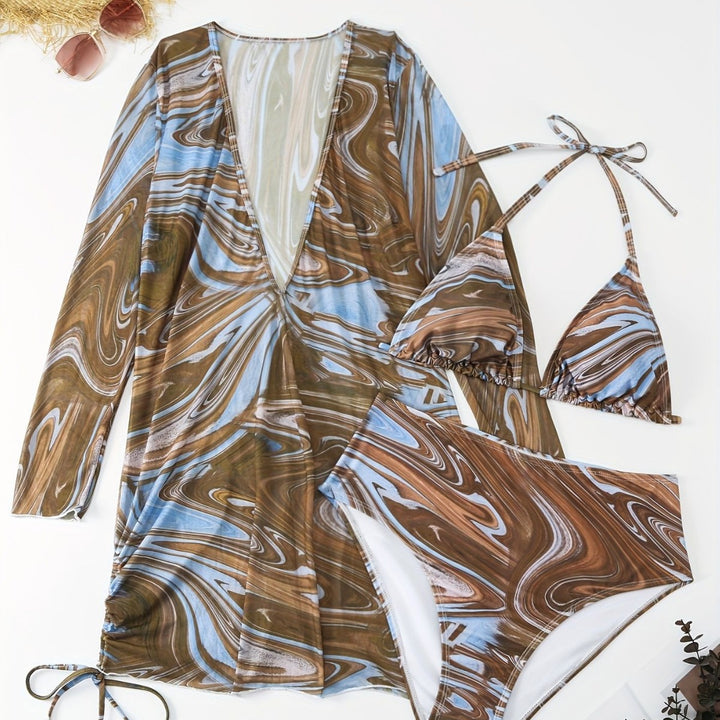 Ladies bikini set with elegant wrap dress Mune Fashion