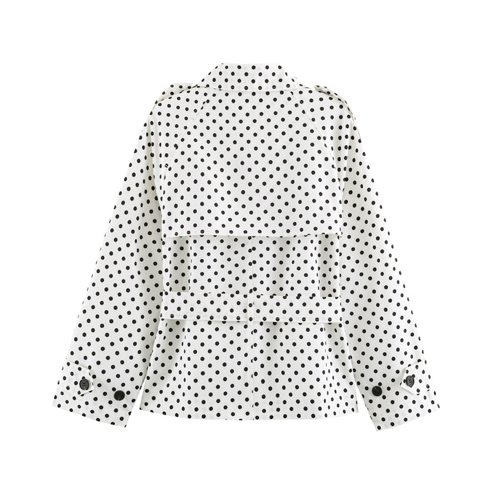 Women's short dotted trench coat with waist belt and double-breasted button placket Mune Fashion