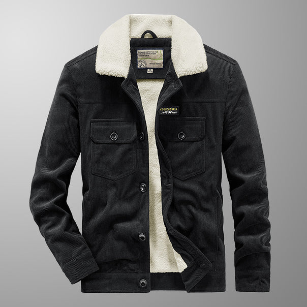 Men's cord trucker jacket with snap button placket and chest pockets Mune Fashion
