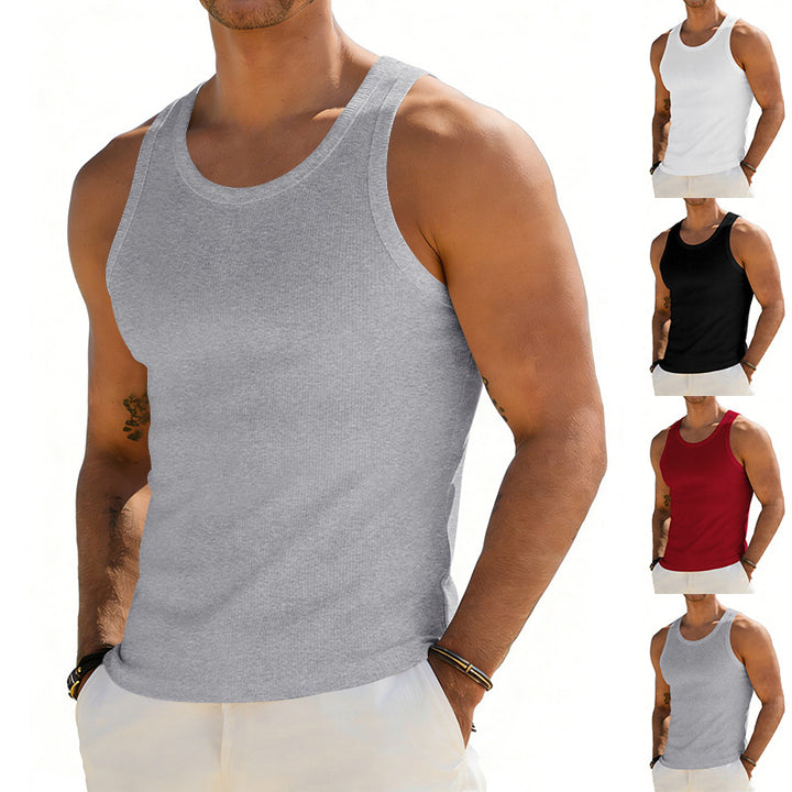 Men's ribbed casual tank top with wide straps and a fitted cut Mune Fashion