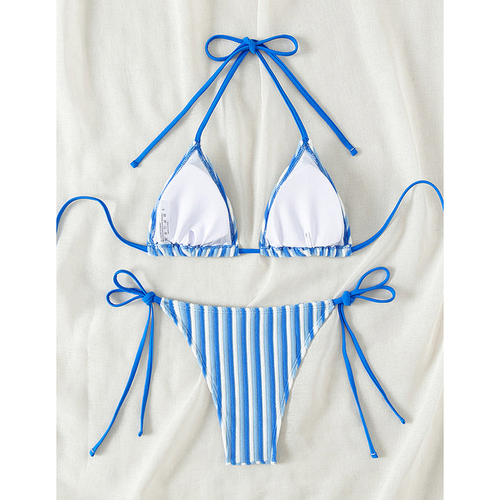 Women's Triangle Bikini with refined stripes and playful bows Mune Fashion