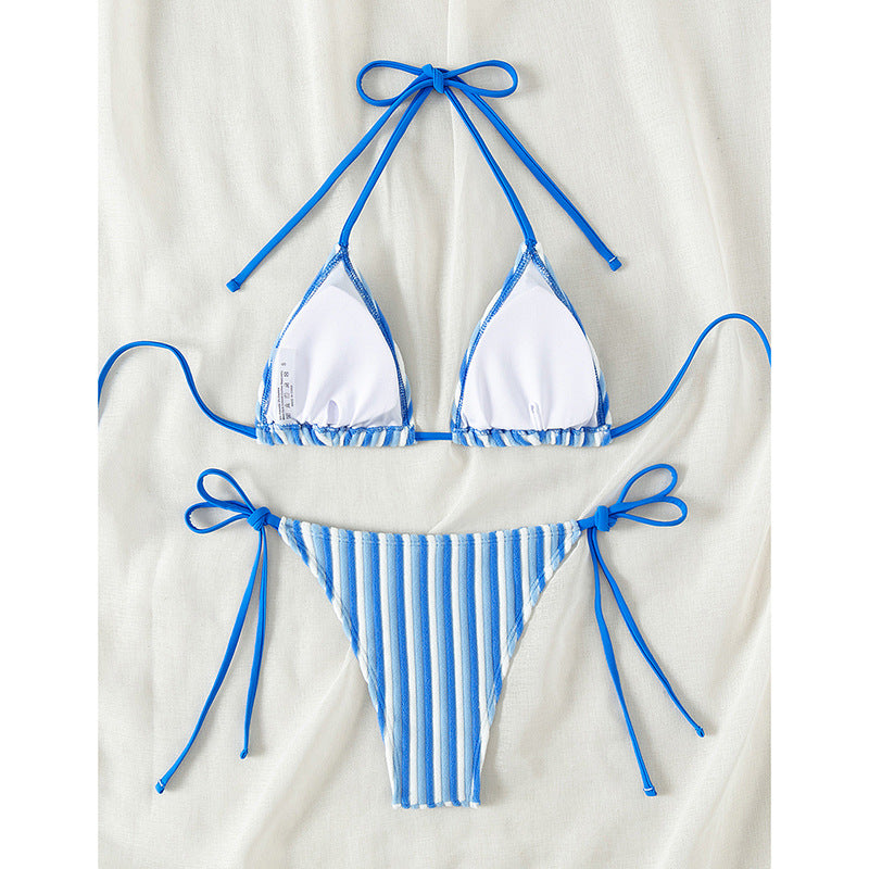 Women's Triangle Bikini with refined stripes and playful bows Mune Fashion