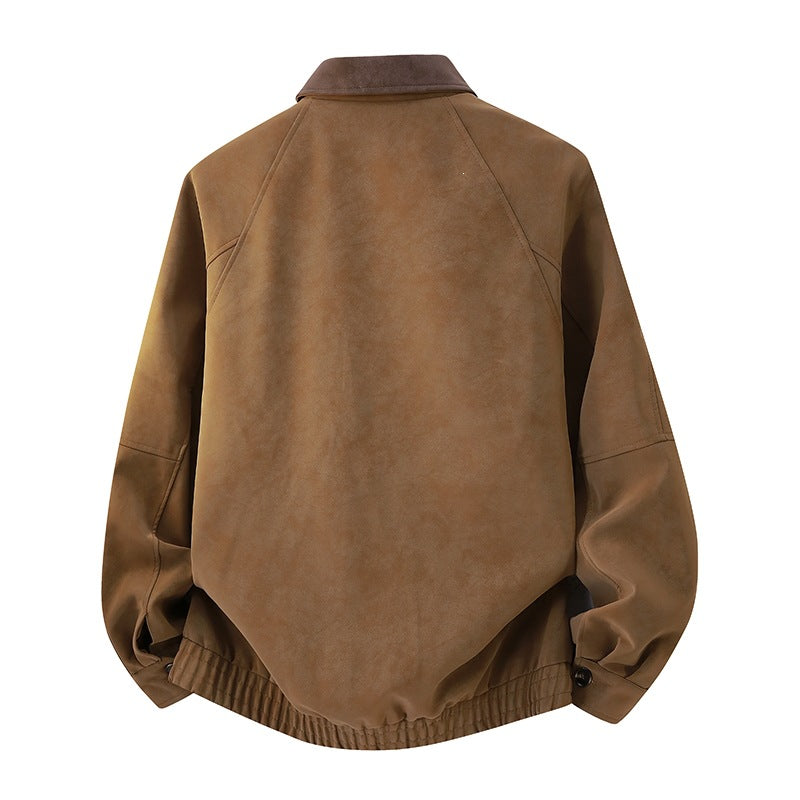 Men's short jacket in vintage worker style made of velor look with flap pockets and elastic hem Mune Fashion