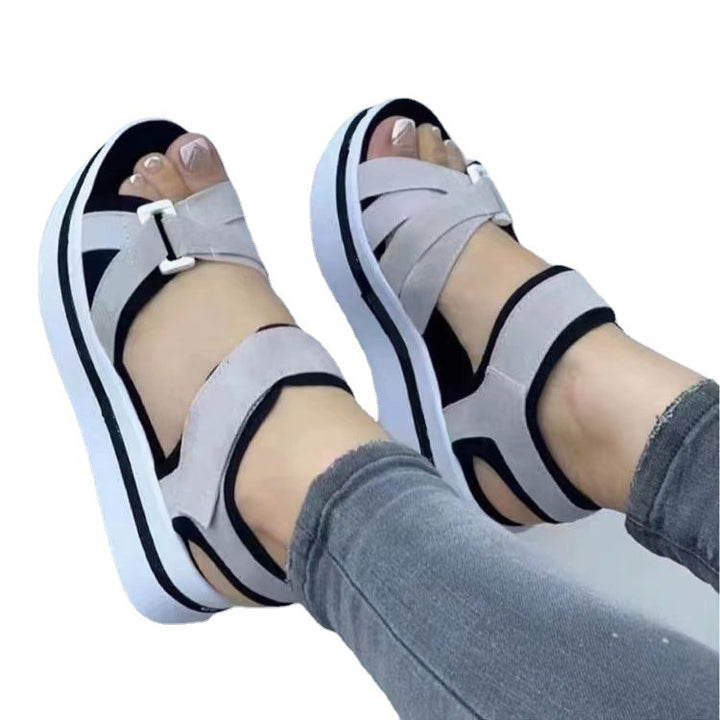 Women's sporty wedge sandals with adjustable Velcro straps and padded comfort insole Mune Fashion