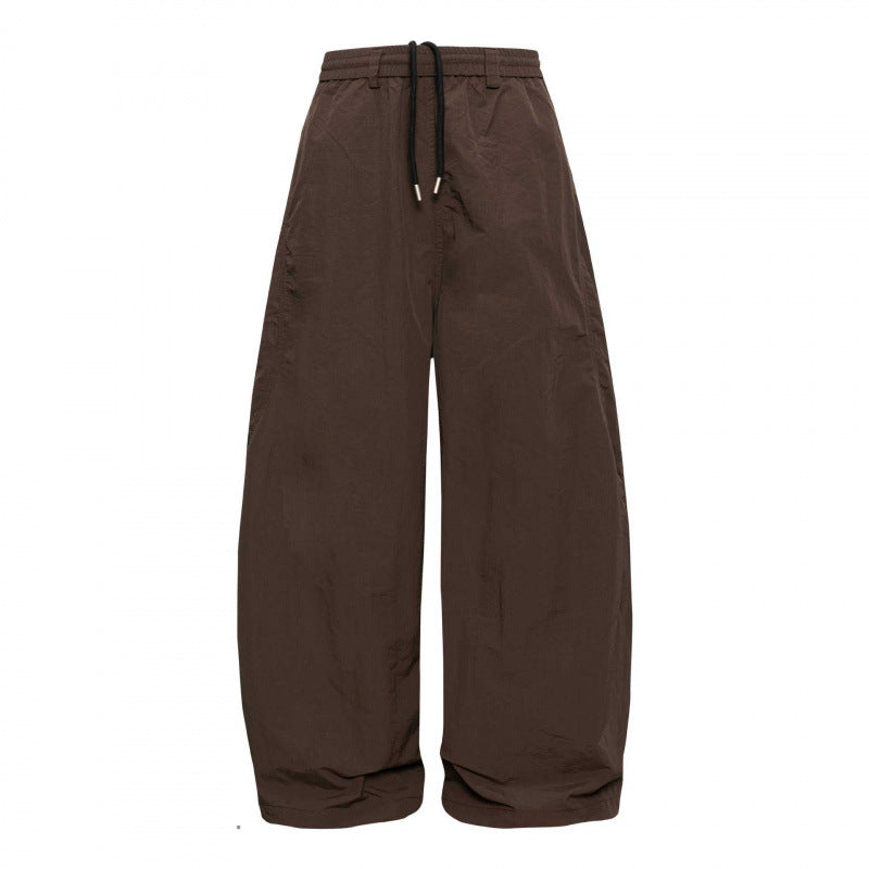 Women Wide-Cut Harem Pants with Elastic Waistband, Drawstring and Balloon Legs Mune Fashion