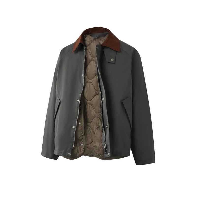 Men's Boxy Field Jacket with detachable padded inner vest and cord collar Mune Fashion