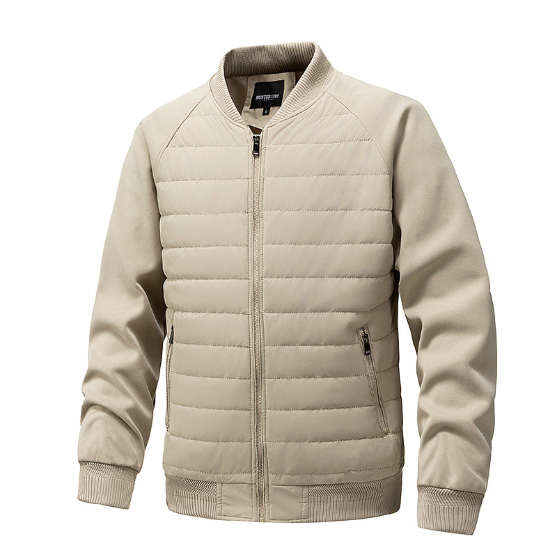 Men's Lightweight Hybrid Bomber Jacket with Quilted Front Raglan Sleeves and Ribbed Cuffs Mune Fashion