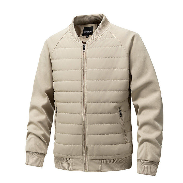 Men's Lightweight Hybrid Bomber Jacket with Quilted Front Raglan Sleeves and Ribbed Cuffs Mune Fashion
