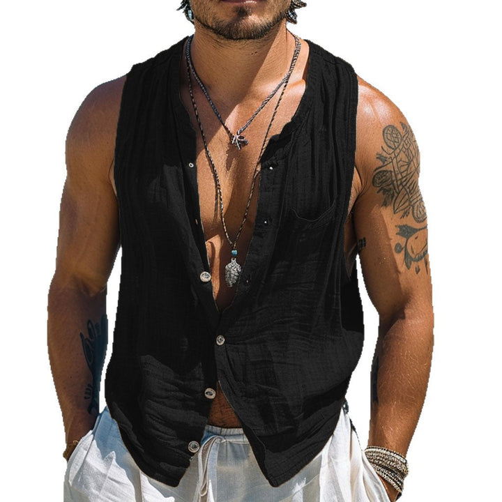 Men's Sleeveless Shirt Made Of Breathable Linen Mune