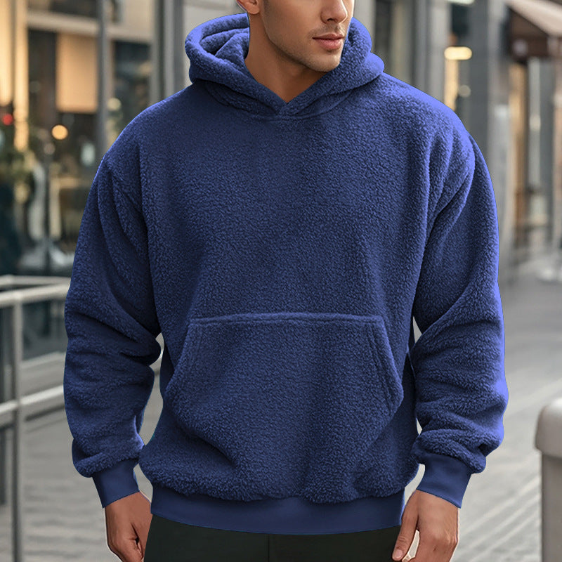 Men's Sherpa Hoodie in Teddy Fleece with Kangaroo Pocket and Ribbed Cuffs Mune Fashion