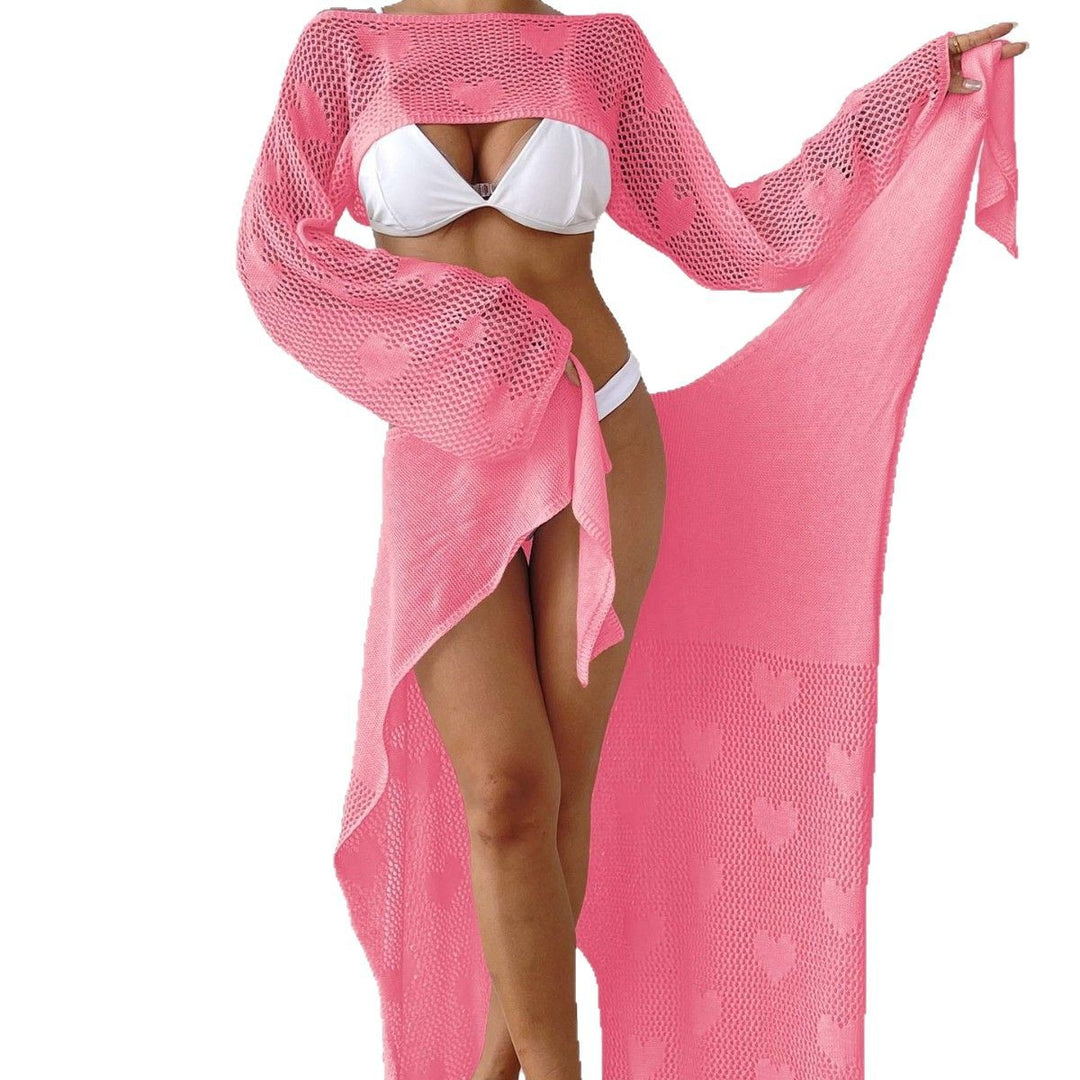 Women's Transparent Beach Sarong with Hearts