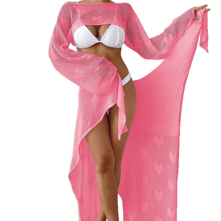 Women's Transparent Beach Sarong with Hearts