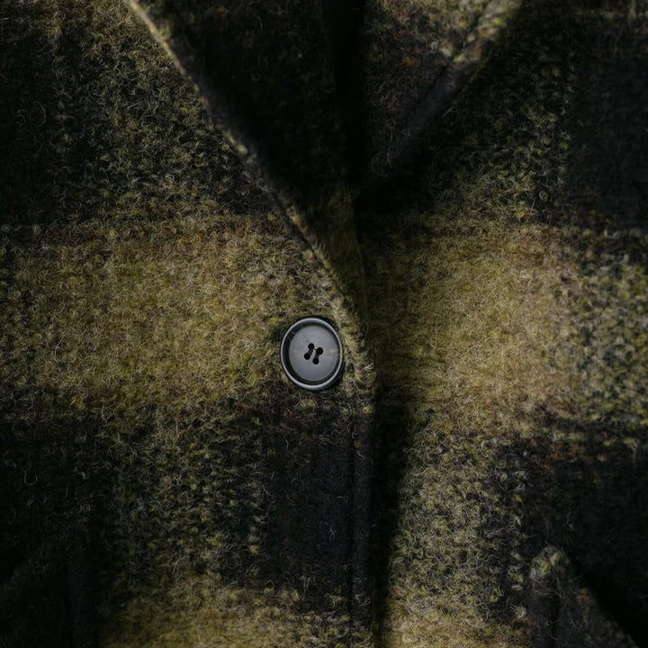 Women's Oversized Wool Blend Coat with Check Pattern, Notched Collar and Patch Pockets Mune Fashion
