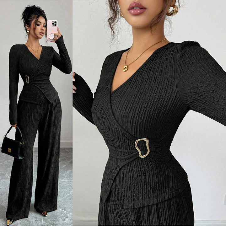 Women's Fashionable Jumpsuit with Wrap Look Mune Fashion
