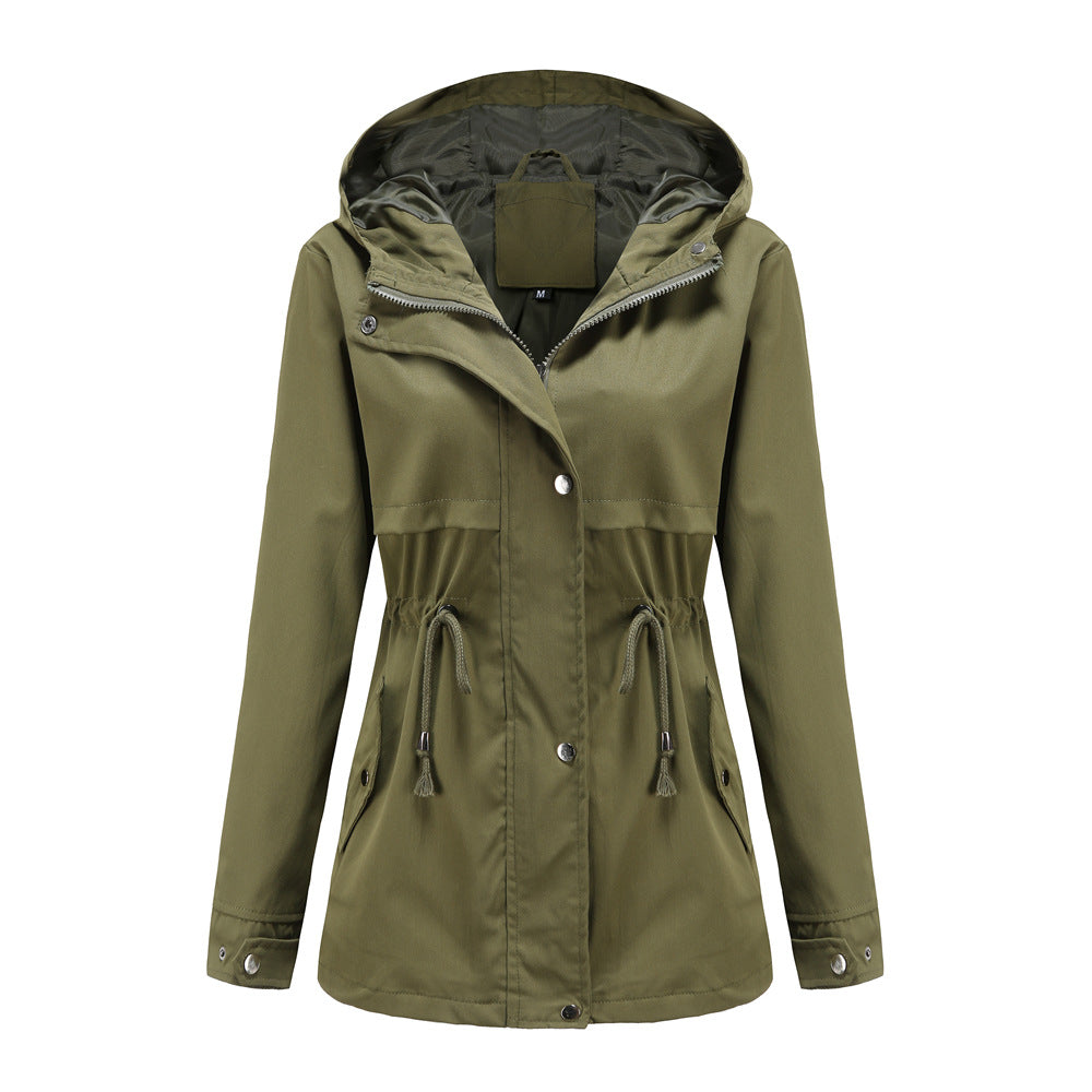 Women's water-repellent parka with waist drawstring and asymmetric hem Mune Fashion