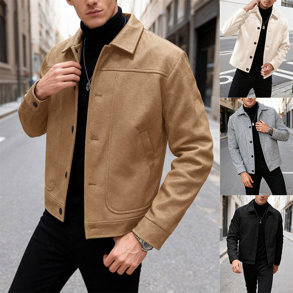 Men's modern trucker overshirt made of suede imitation with decorative stitching and patch pockets Mune Fashion