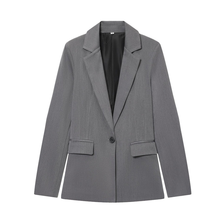 Ladies slim one-button business blazer with patch pockets and defined shoulder shape Mune Fashion