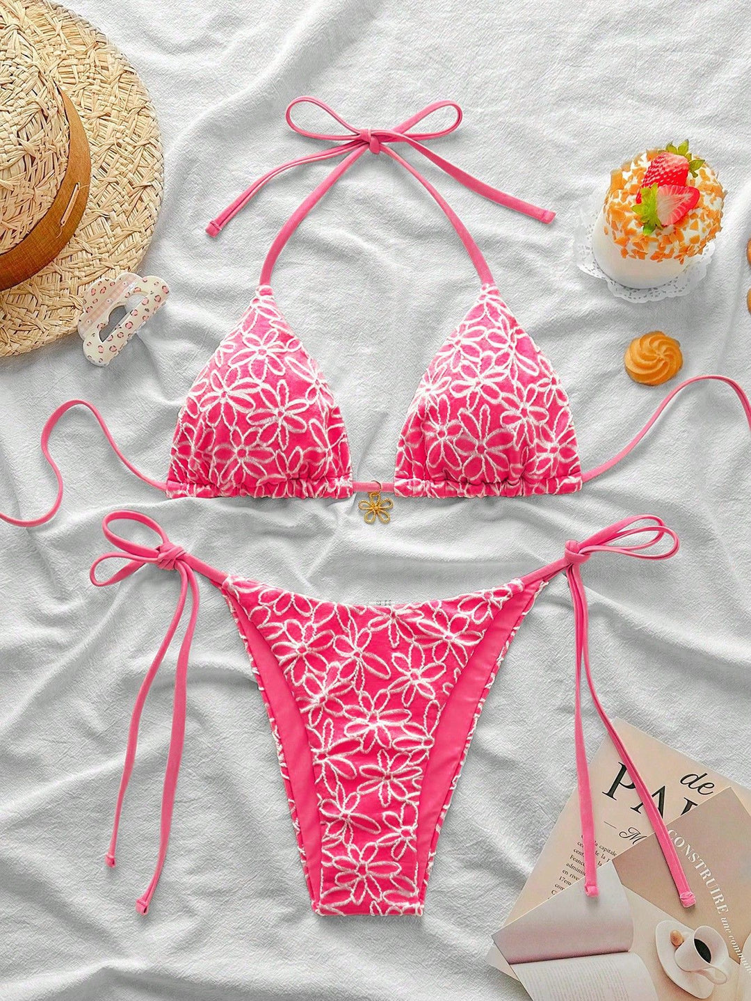 Women Bikini Top and Lace Bikini Bottom Mune Fashion
