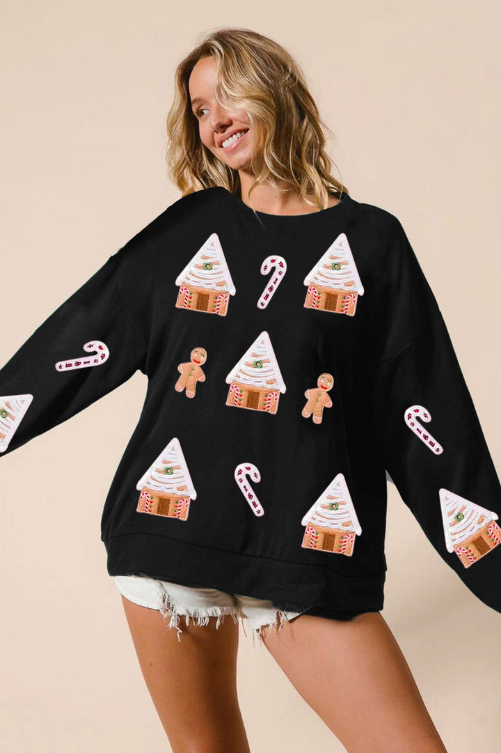 Mune | Sequin Gingerbread Man Christmas Top