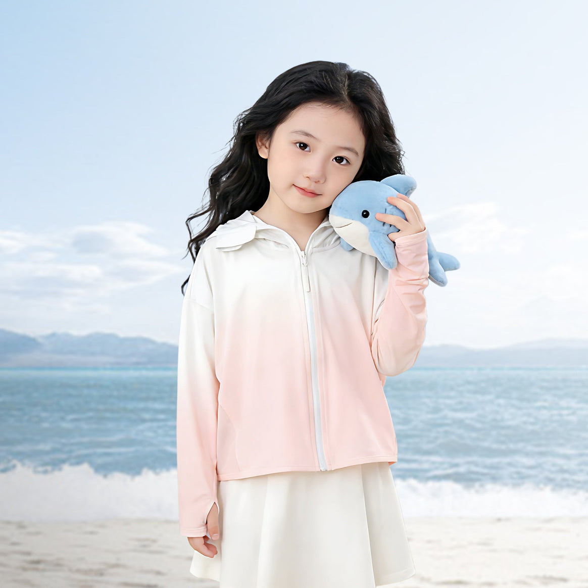 Girls Sporty Hooded Jacket with UV Protection Mune Fashion