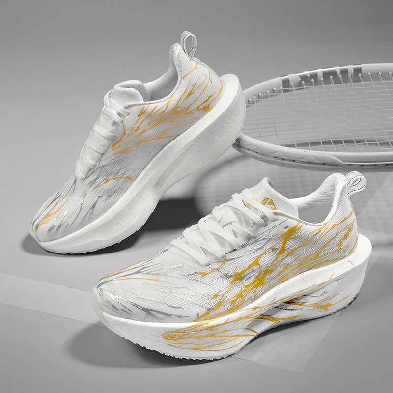 Unisex cushioned race platform running shoes with rocker midsole and breathable micro-mesh Mune Fashion