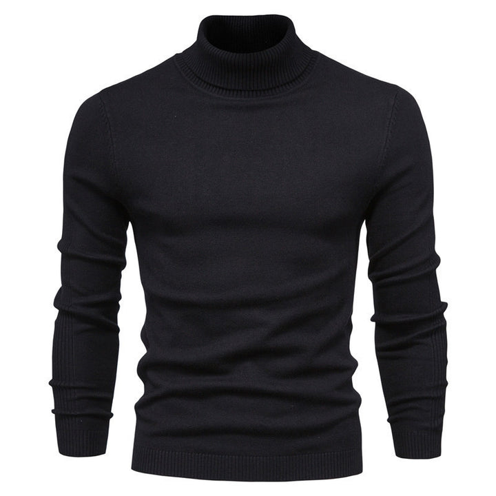 Men's fitted fine knit roll neck sweater with ribbed structure on sleeves and cuffs Mune Fashion