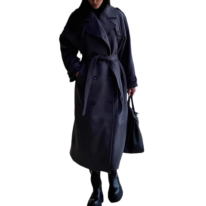 Women Extravagantly Cut Oversized Wool Coat with Epaulettes and Wide Shawl Collar Mune Fashion