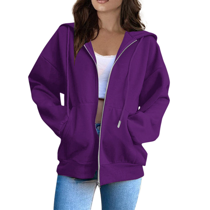 Women's casual hoodie jacket with continuous zipper, kangaroo pockets, and voluminous raglan sleeves Mune Fashion