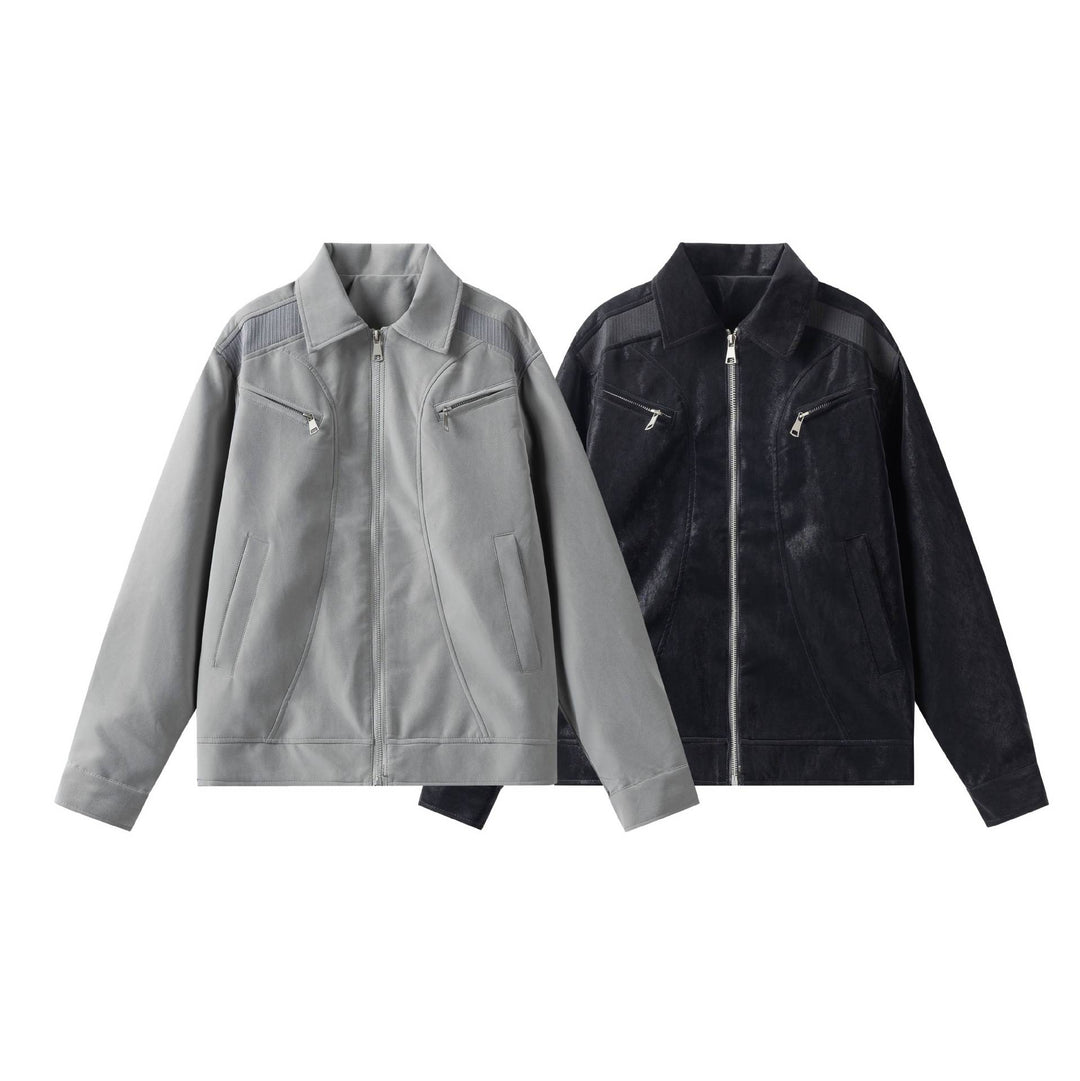 Men's Lightweight Bomber Jacket in Field Style with Full-length Zipper and Zipper Chest Pockets Mune Fashion