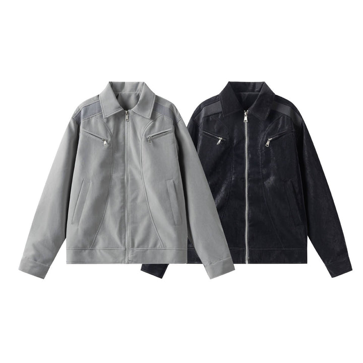 Men's Lightweight Bomber Jacket in Field Style with Full-length Zipper and Zipper Chest Pockets Mune Fashion