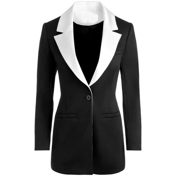 Ladies Elegant Two-Piece Tuxedo Set with Contrasting Shawl Collar and Flared Trouser Mune Fashion
