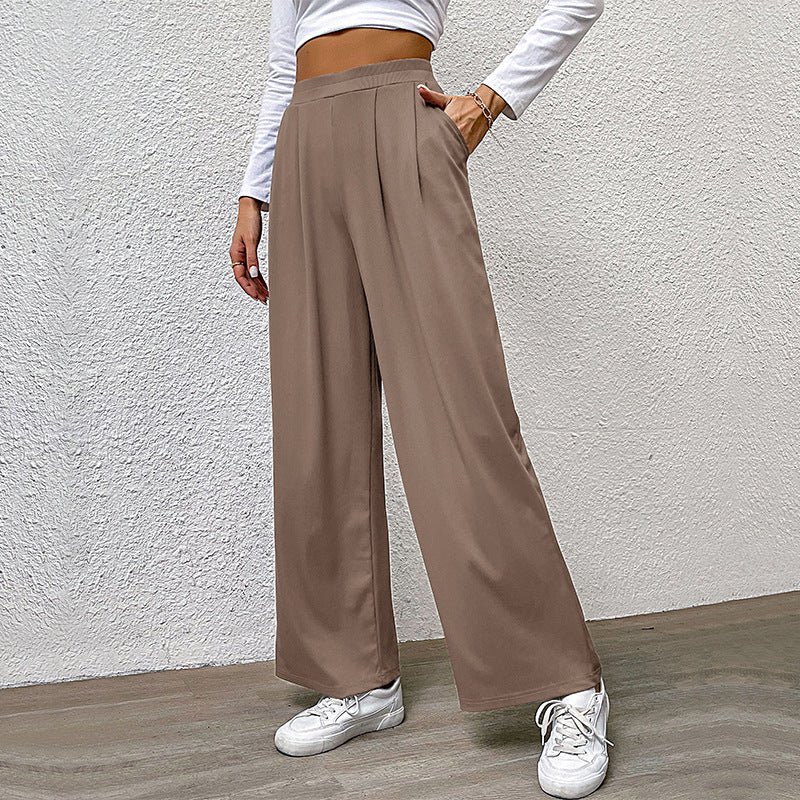 Ladies Wide High-Waist Trousers with Pleats and Palazzo Silhouette Mune Fashion