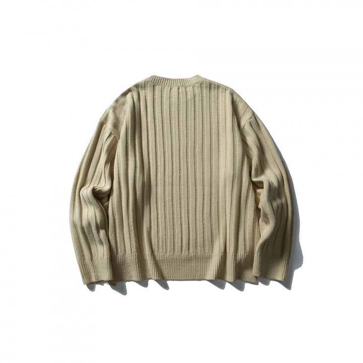 Unisex Grob Ribbed Oversize Knit Sweater with Round Neck and Extended Hem Mune Fashion