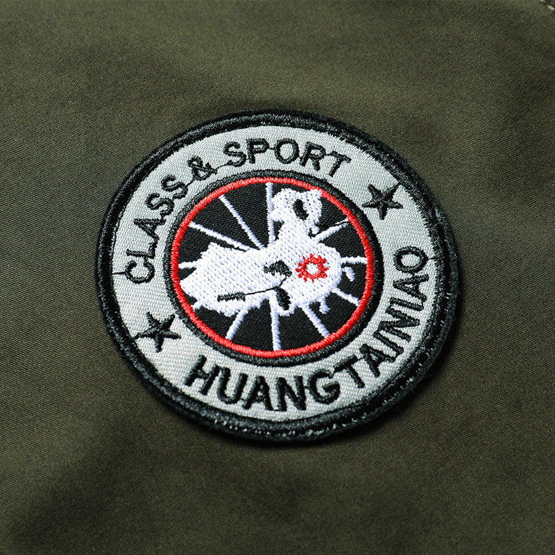 Men's Canvas Field Jacket in Bomber Style with Stand-up Collar, Flap Pockets and Elastic Cuffs Mune Fashion
