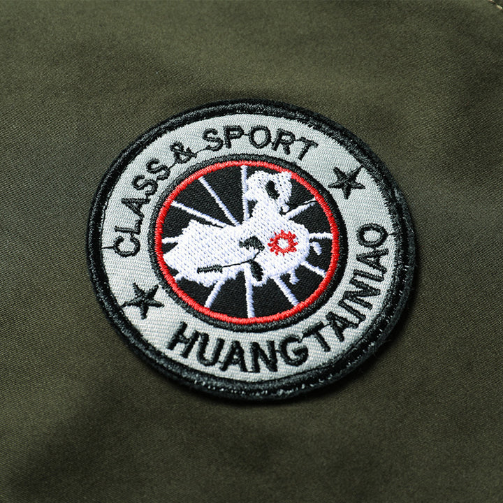 Men's Canvas Field Jacket in Bomber Style with Stand-up Collar, Flap Pockets and Elastic Cuffs Mune Fashion
