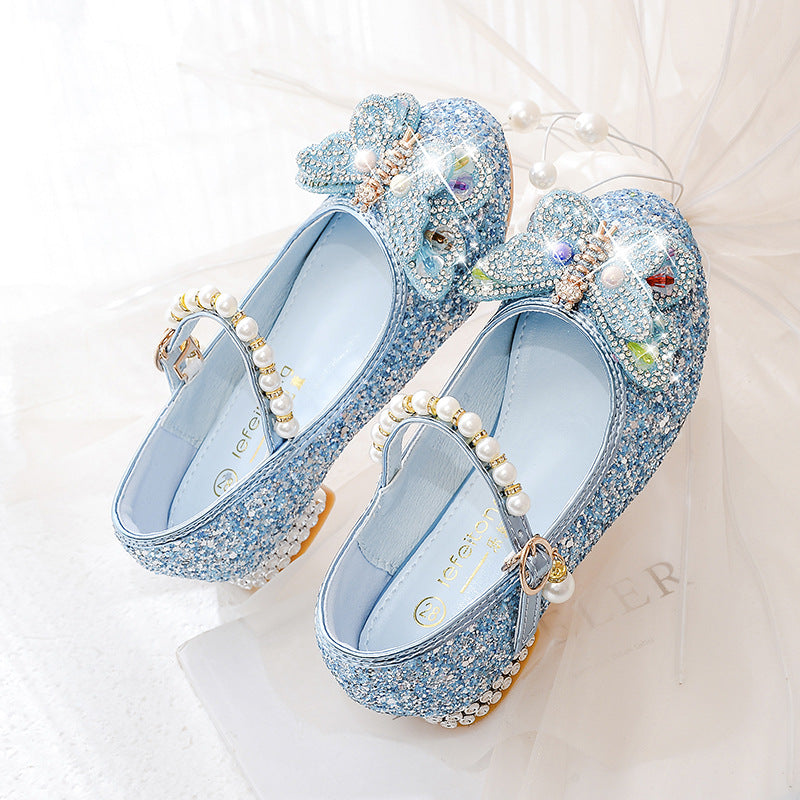 Girls' ballerinas with sparkling butterfly appliqués and pearl embellishments Mune Fashion