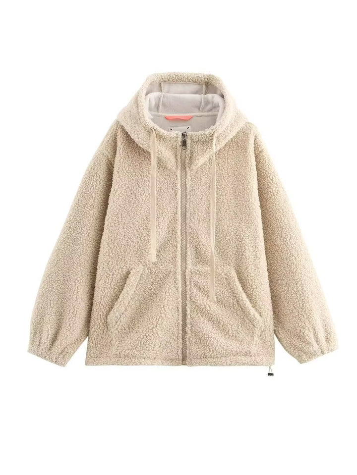 Women's Teddy Fleece Hooded Jacket with Full Zip and Kangaroo Pockets Mune Fashion