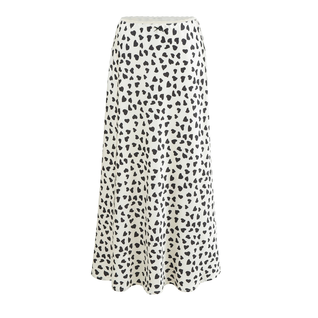 Women Light Midi Skirt Made of Chiffon with Leopard Print and Elastic Waistband