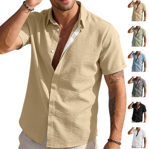Men's breathable linen shirt with kent collar and rolled-up sleeves Mune Fashion